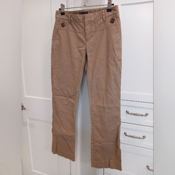 Gap Khaki Cotton Stretch Hip Slung Fit Pants Tan size 0 - Picture 2 of 13